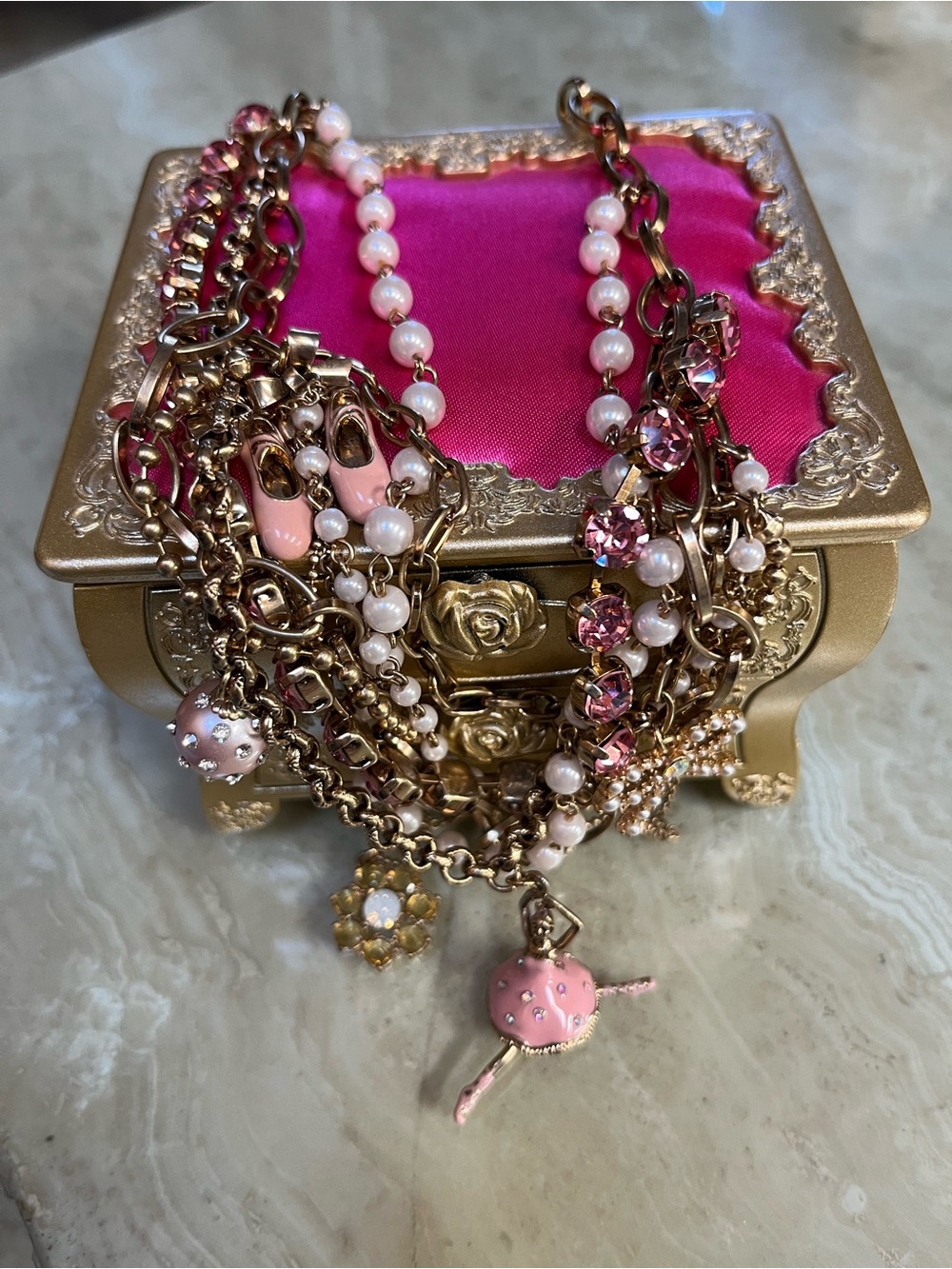 NWT Vintage Betsey Johnson
Ballerina Multi-Strand Necklace, Deadstock/Rare y2k